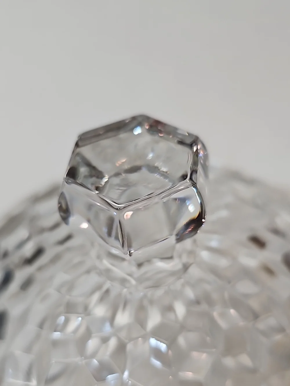 Vintage Fostoria American Clear Cube Motif Pressed Glass Cookie Jar & Lid